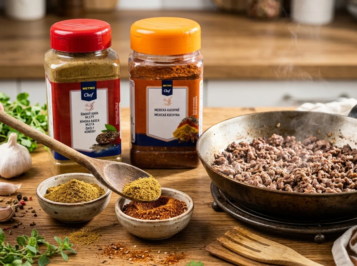 Mleté kmín římský a mexická směs koření na chili con carne