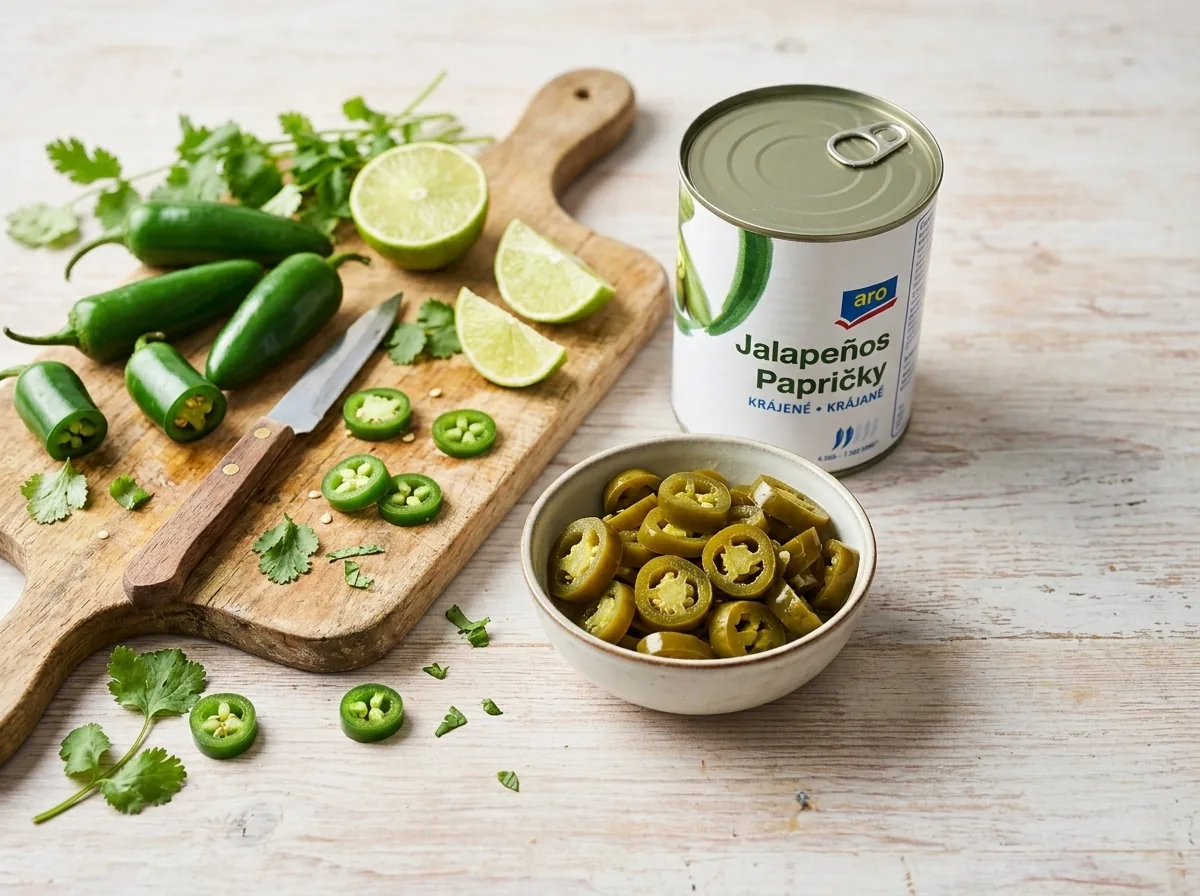 Krájené jalapeños pro chili con carne