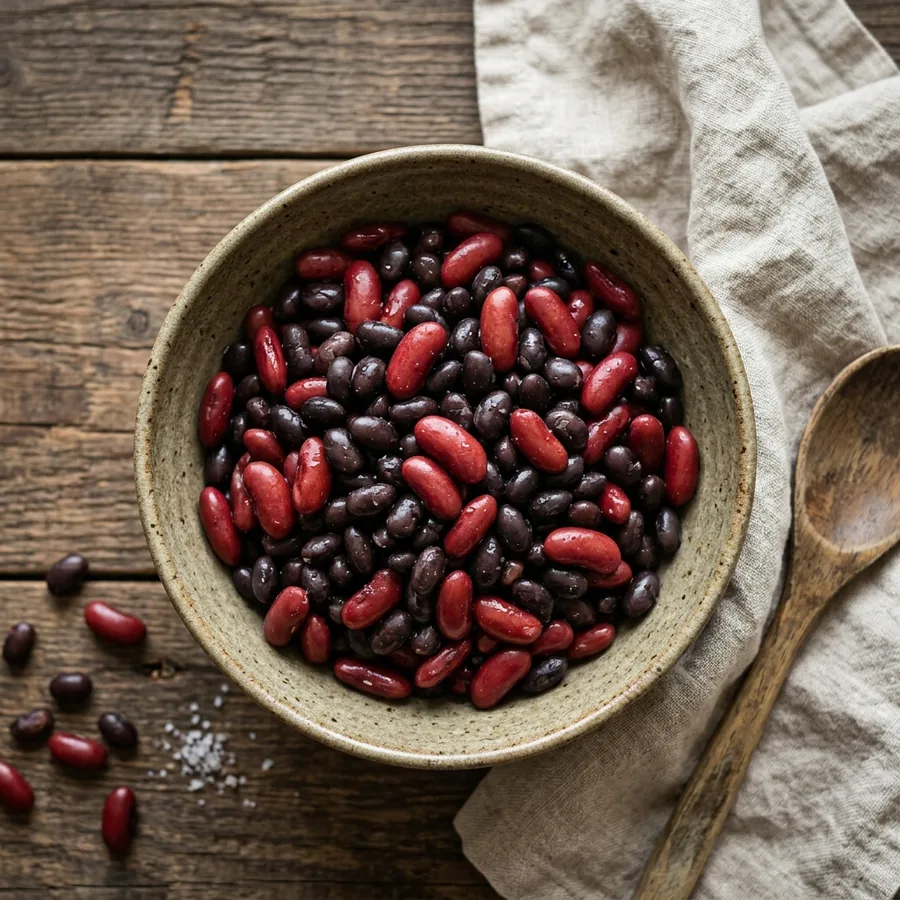 Fazole v misce jako příloha k chili con carne
