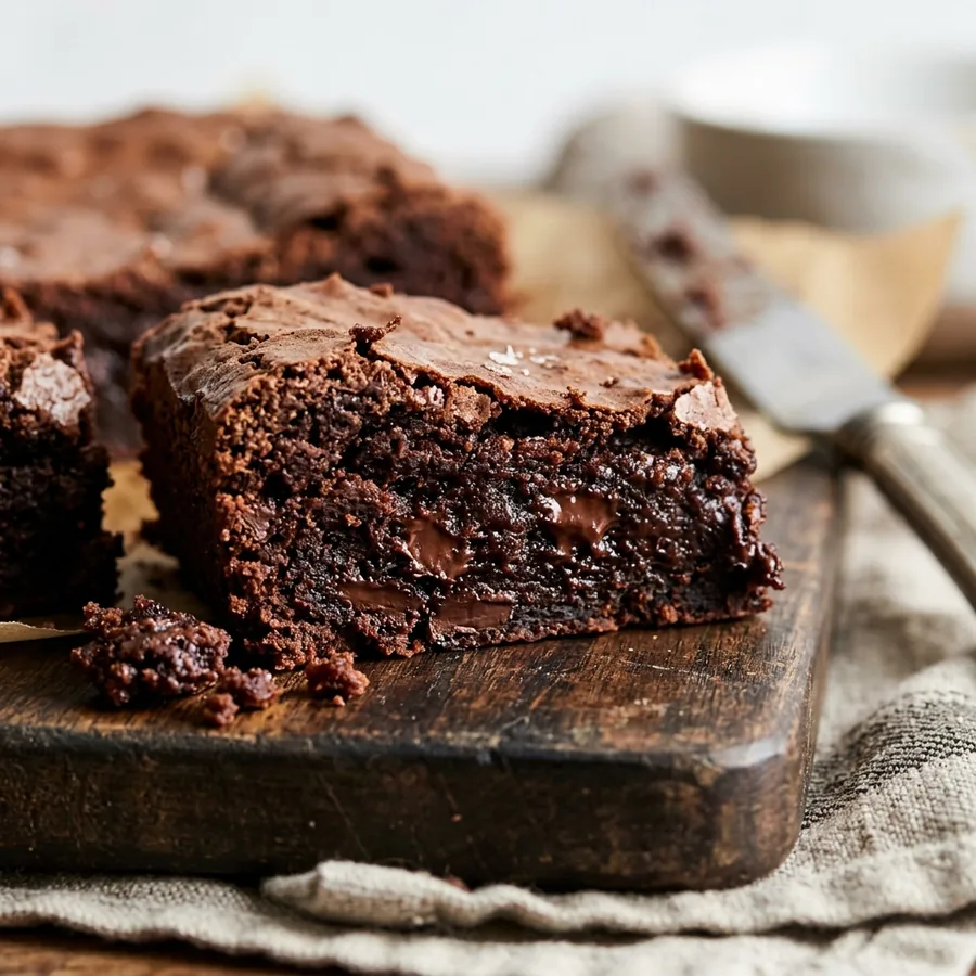 Vlhký střed brownies detailně