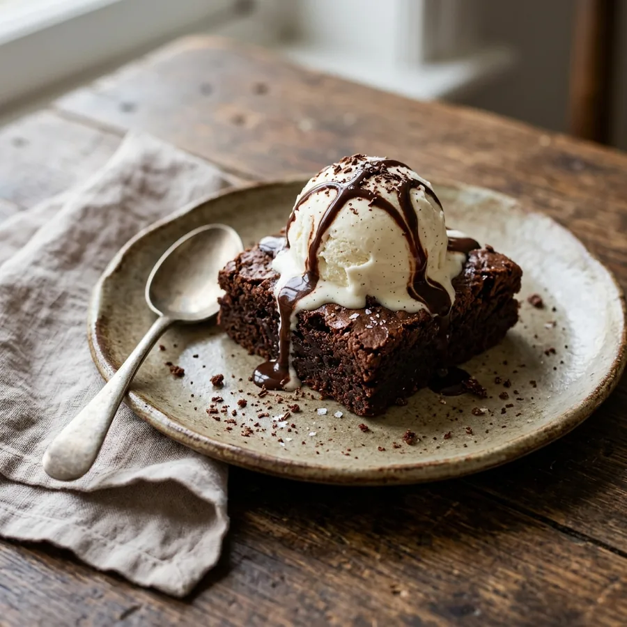 Brownies se zmrzlinou jako dezert