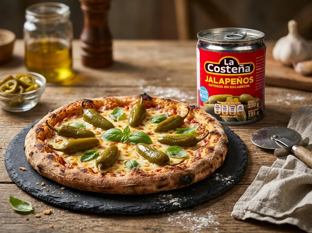 Pizza s celými jalapeños ze sklenice