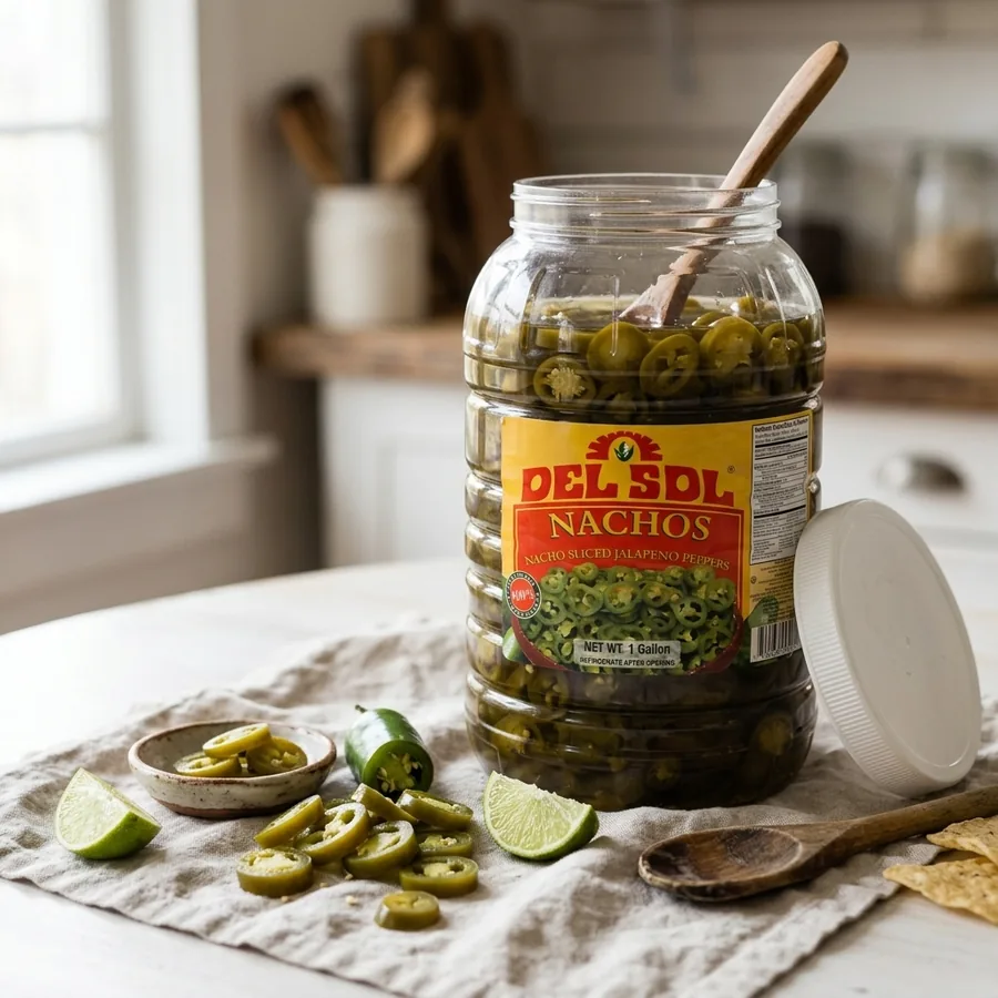 Otevřená sklenice krájených jalapeños