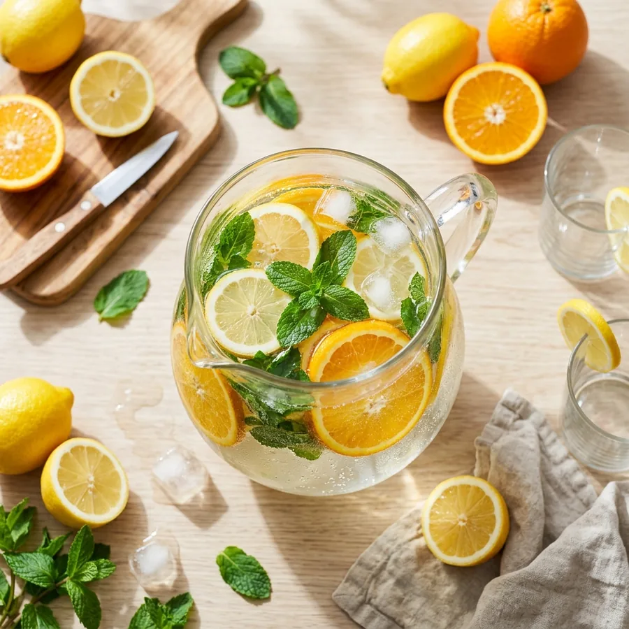 Citrusy a máta do ledového čaje