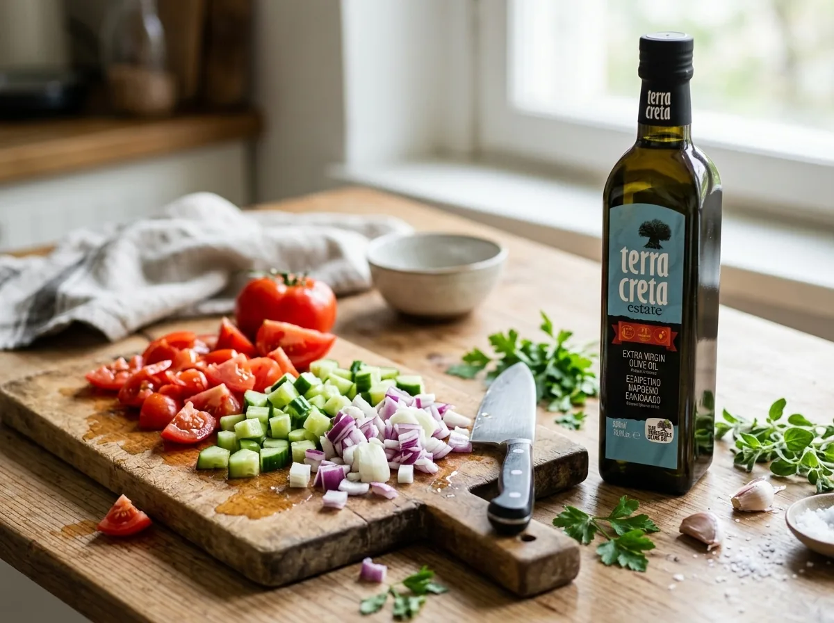 Krájení rajčat a okurky na řecký salát recept