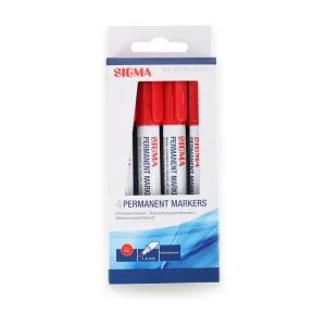 Popisovač permanentní červený 1–4 mm 4 ks