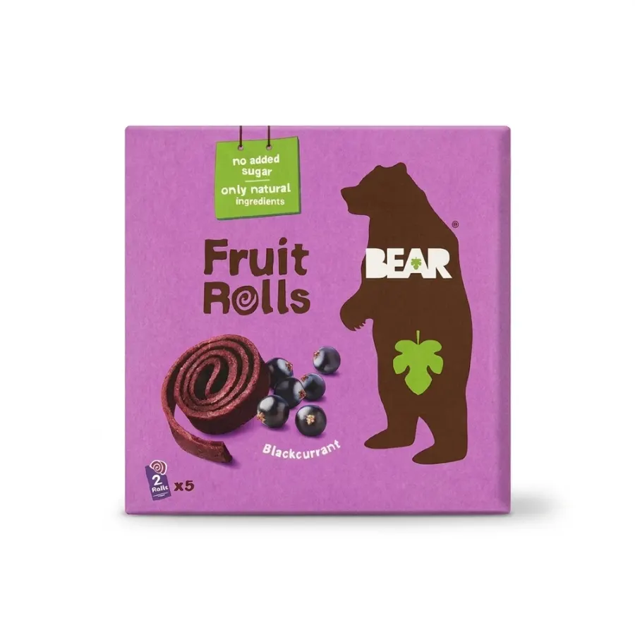 BEAR Fruit Rolls ovocné rolované plátky černý rybíz 5 × 20 g