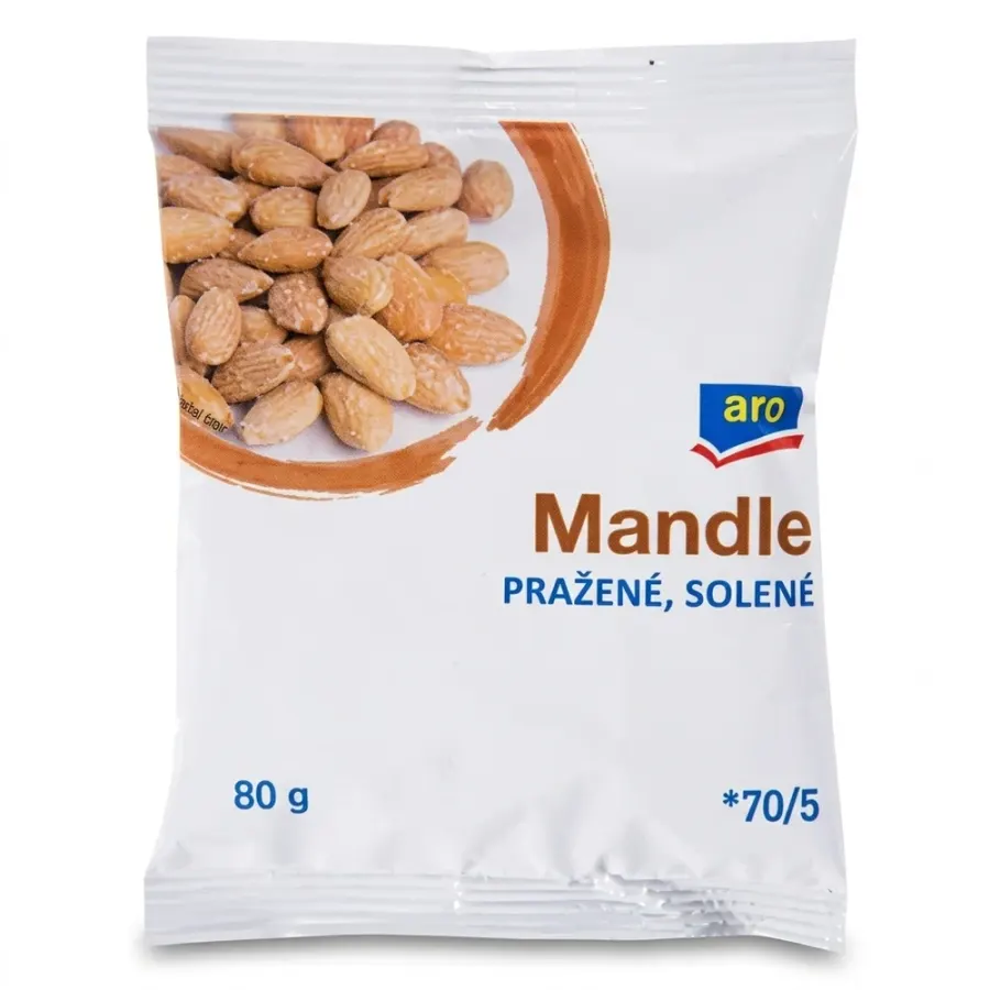 Mandle blanšírované pražené solené 80 g