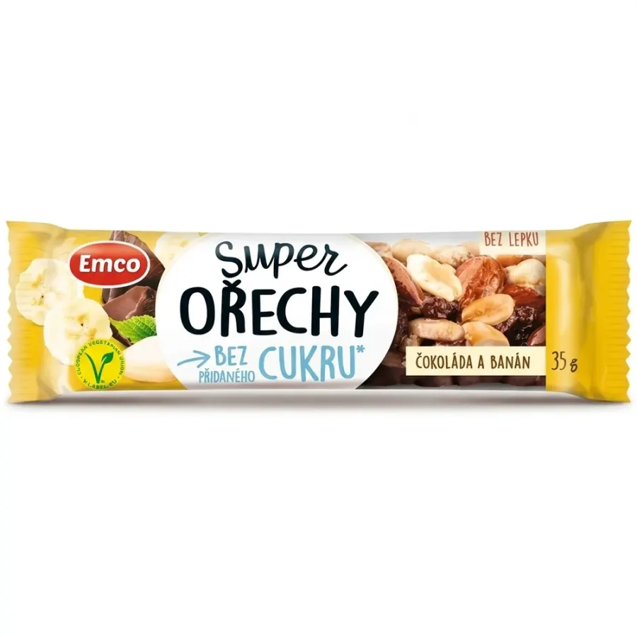 Tyčinka Super ořechy čokoláda banán bez lepku 35 g