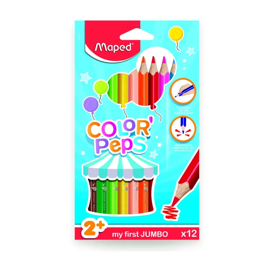 Pastelky trojboké Color'Peps Jumbo 2+ 12 barev