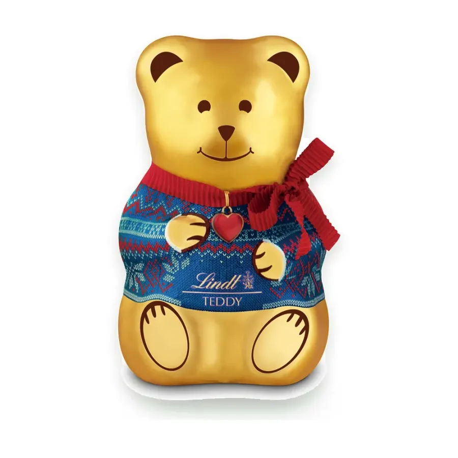 Teddy Sweater Red & Blue čokoládový medvídek 200 g