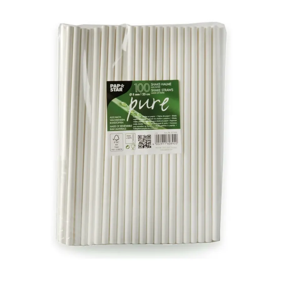 Papírová brčka Shake 8 x 250 mm 100 ks