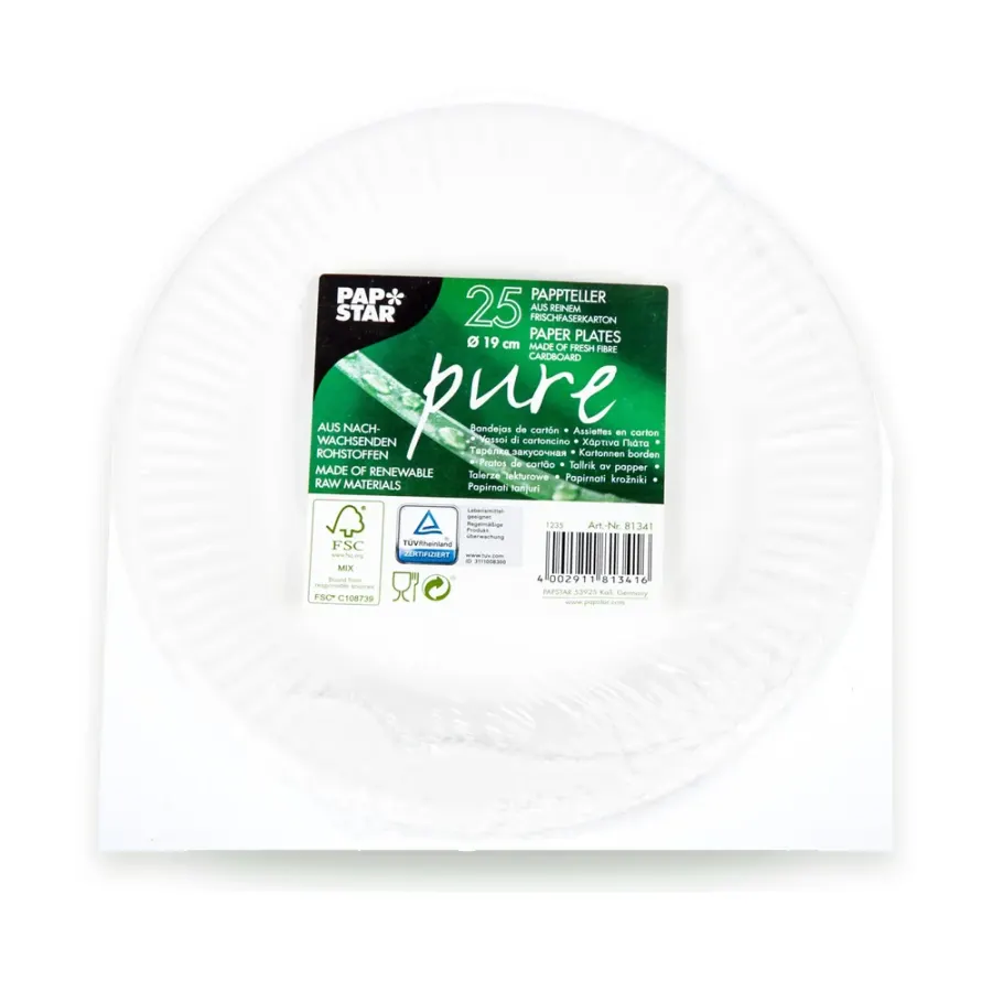 Tácek Pure papírový 19 cm 25 ks