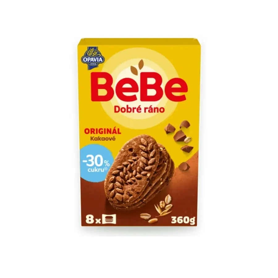 BeBe Dobré ráno sušenky kakaové -30 % cukru 360 g