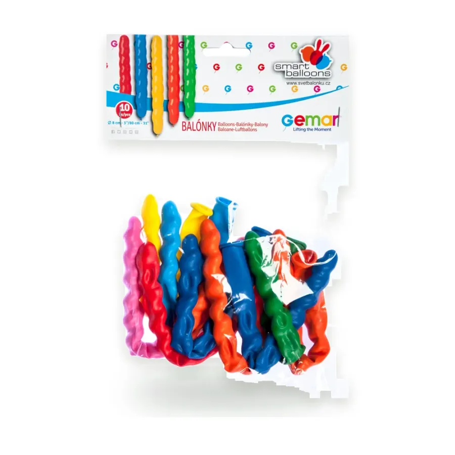 Balónky nafukovací podlouhlé barevné 8–80 cm 10 ks