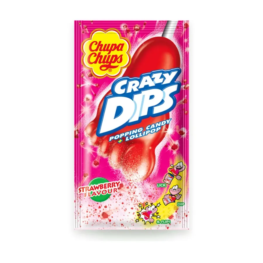 Crazy Dips Strawberry jahodové lízátko 14 g