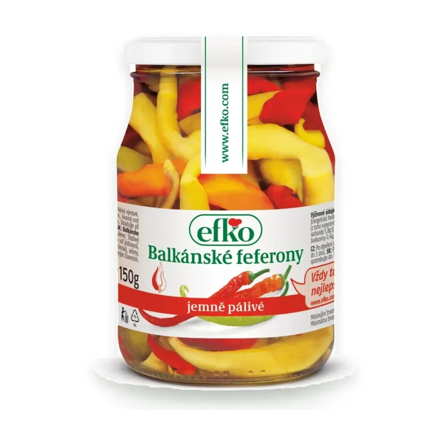 Feferony balkánské pálivé 370 ml, 6 ks