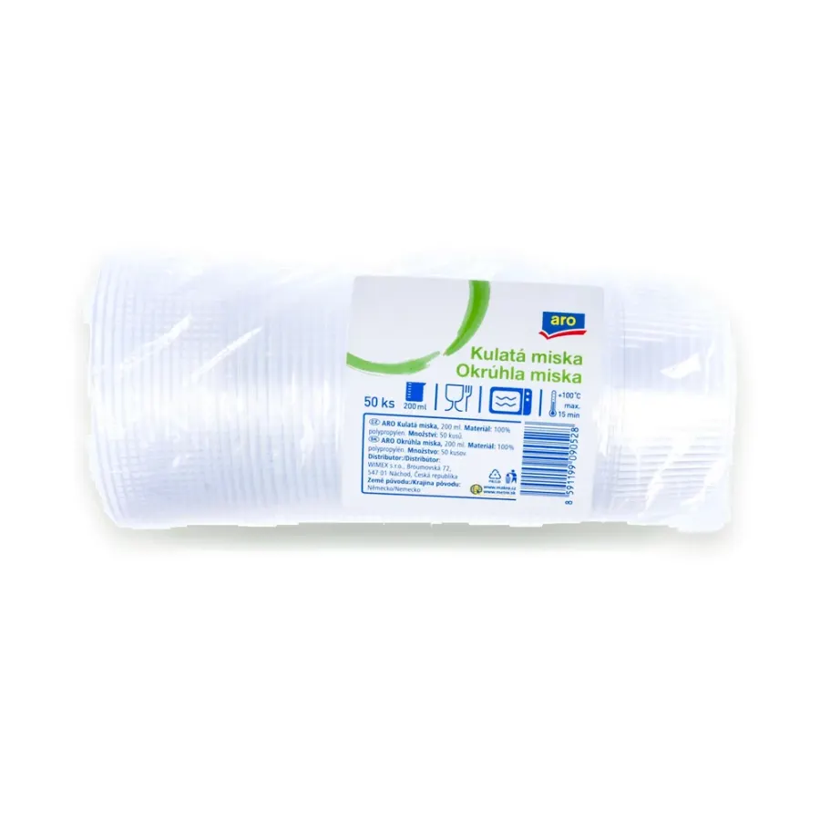 Miska kulatá 200 ml transparentní, 50 ks