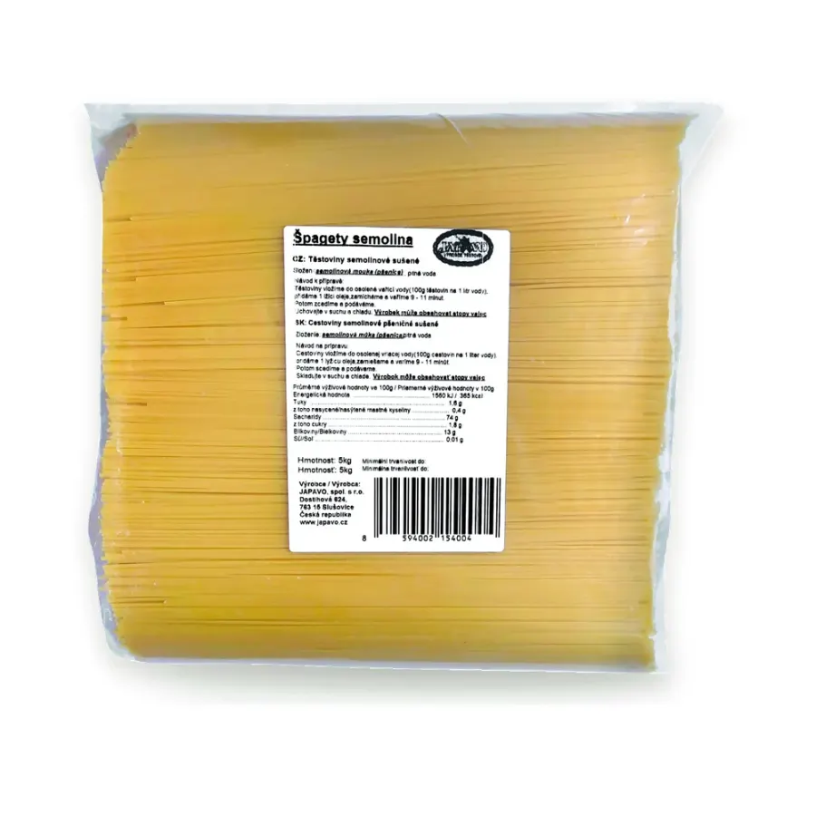 Špagety semolinové 5 kg