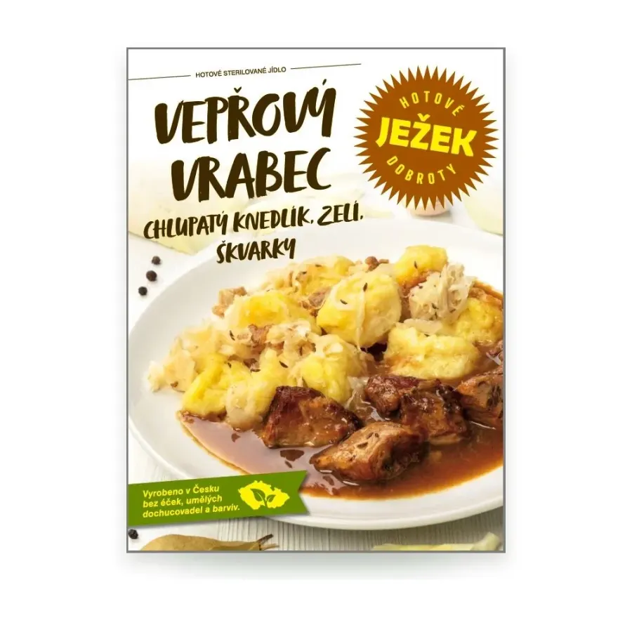 Vepřový vrabec, chlupatý knedlík, zelí, škvarky 450 g