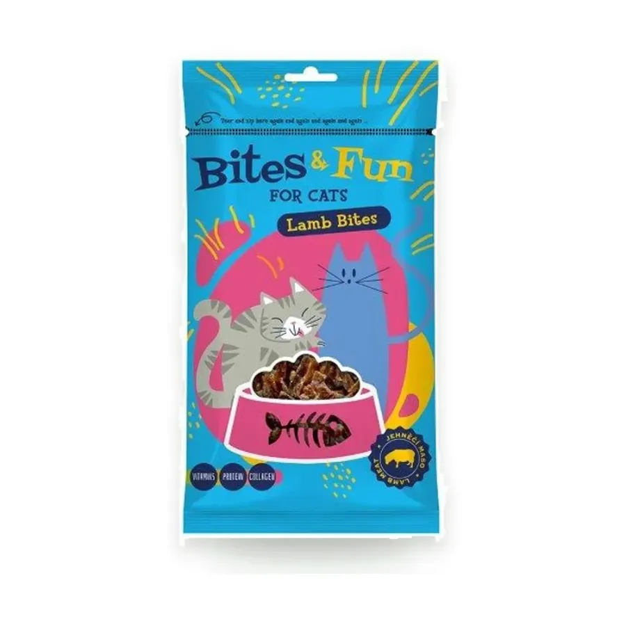 Bites & Fun kousky jehněčí pro kočky 60 g