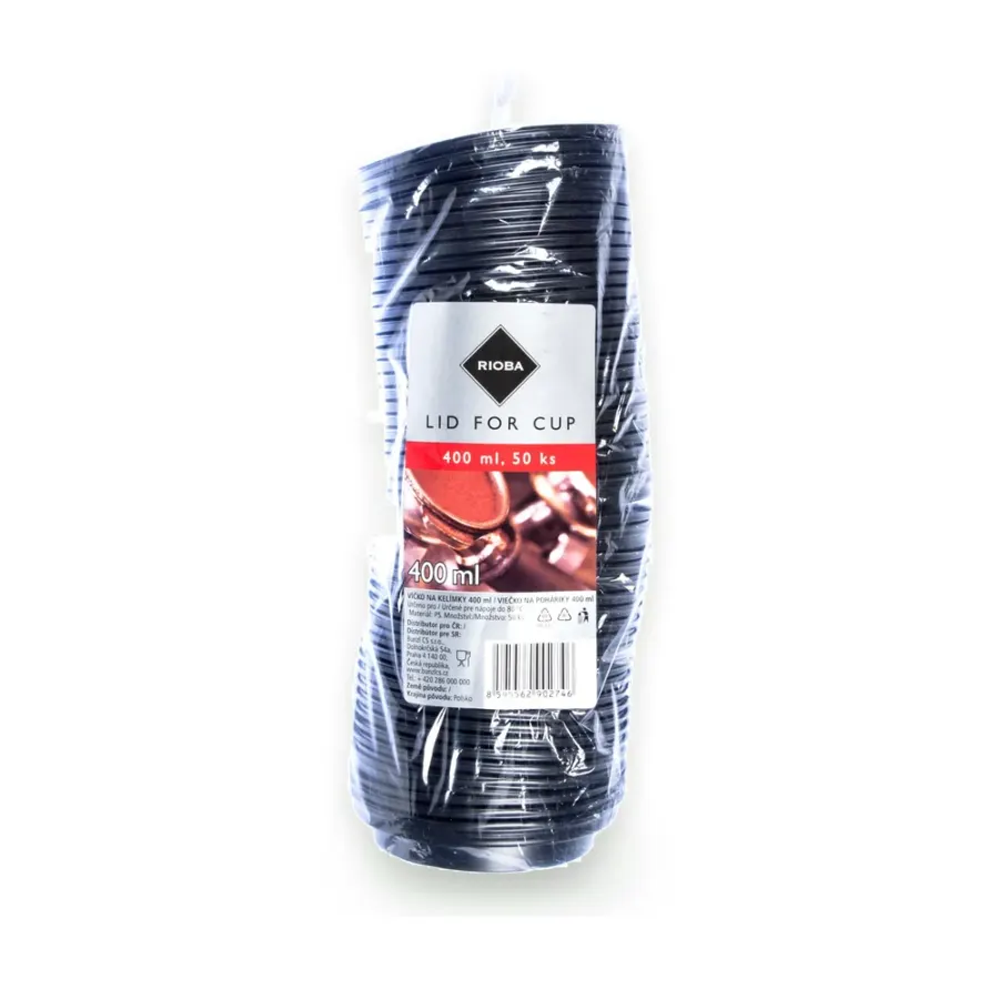 Víčko na kelímek 400 ml černé, 50 ks