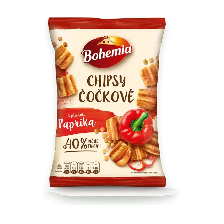 Chipsy čočkové s příchutí paprika 65 g