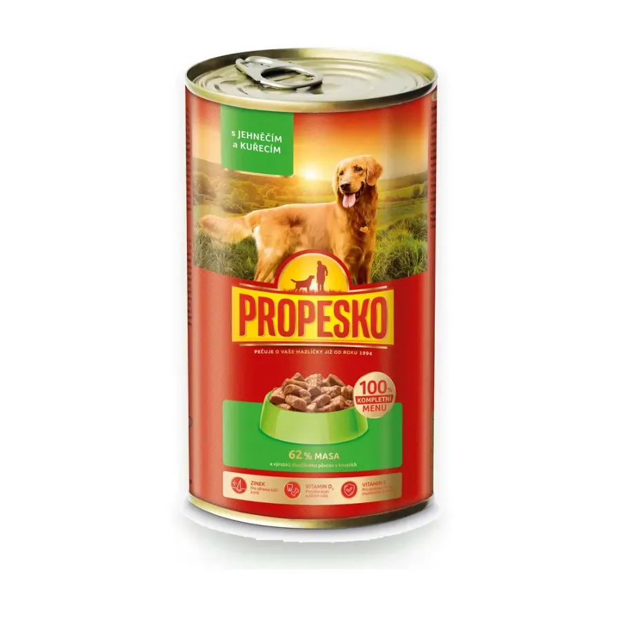 Konzerva jehněčí, kuřecí 1,24 kg