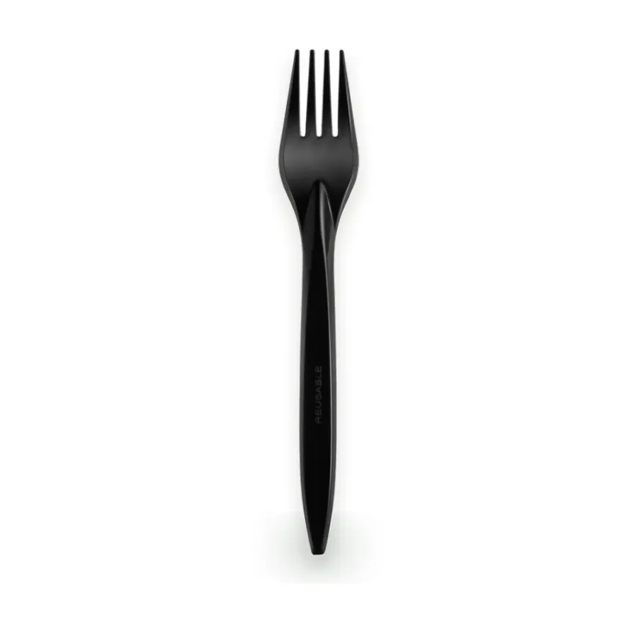 Plastová vidlička opakovaně použitelná 18 cm černá