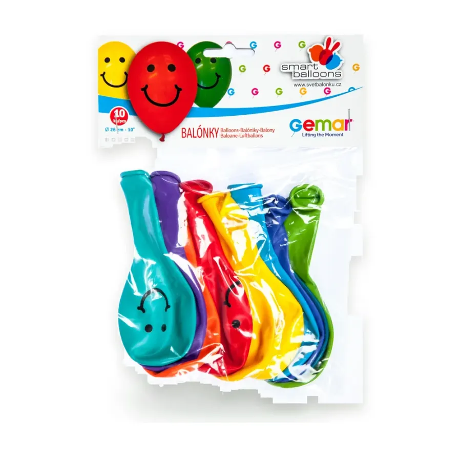 Nafukovací balónky 26 cm barevný mix smajlík 10 ks