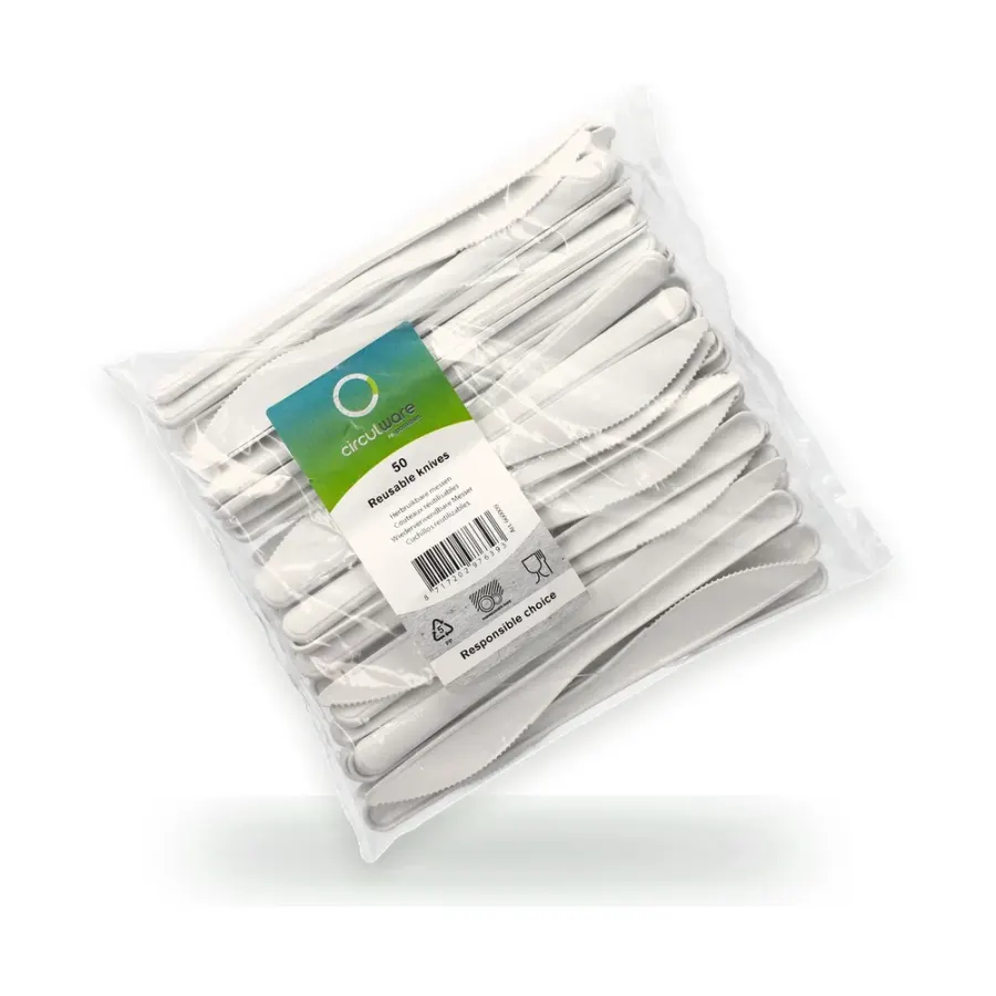Nůž BIO 18,5 cm polypropylen bílý 50 ks