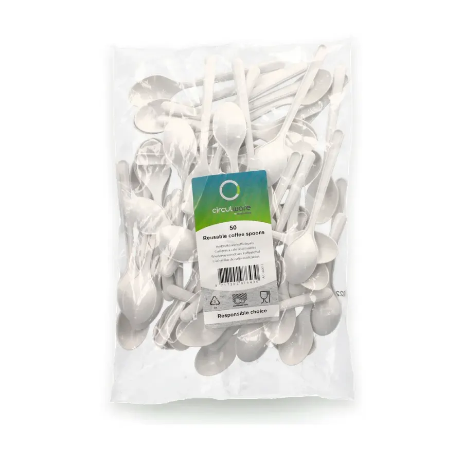 Lžička kávová BIO 13 cm polypropylen bílá 50 ks