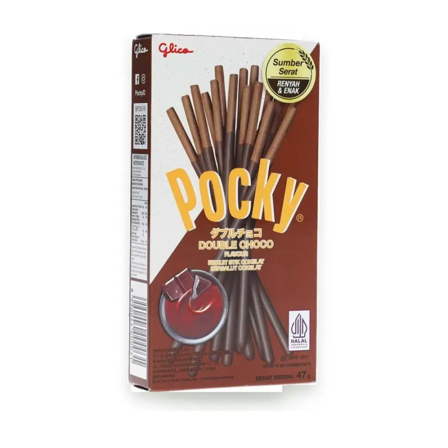 Pocky Double Choco sladké pečené tyčinky 47 g