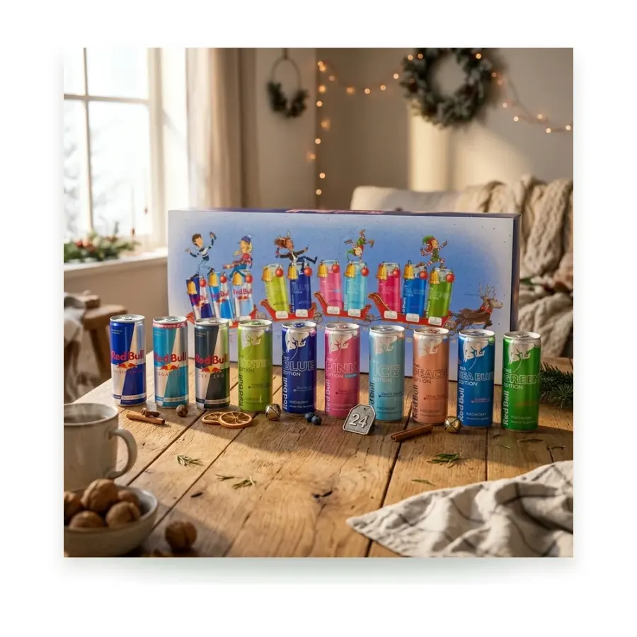Adventní kalendář s 24 plechovkami energy drinku