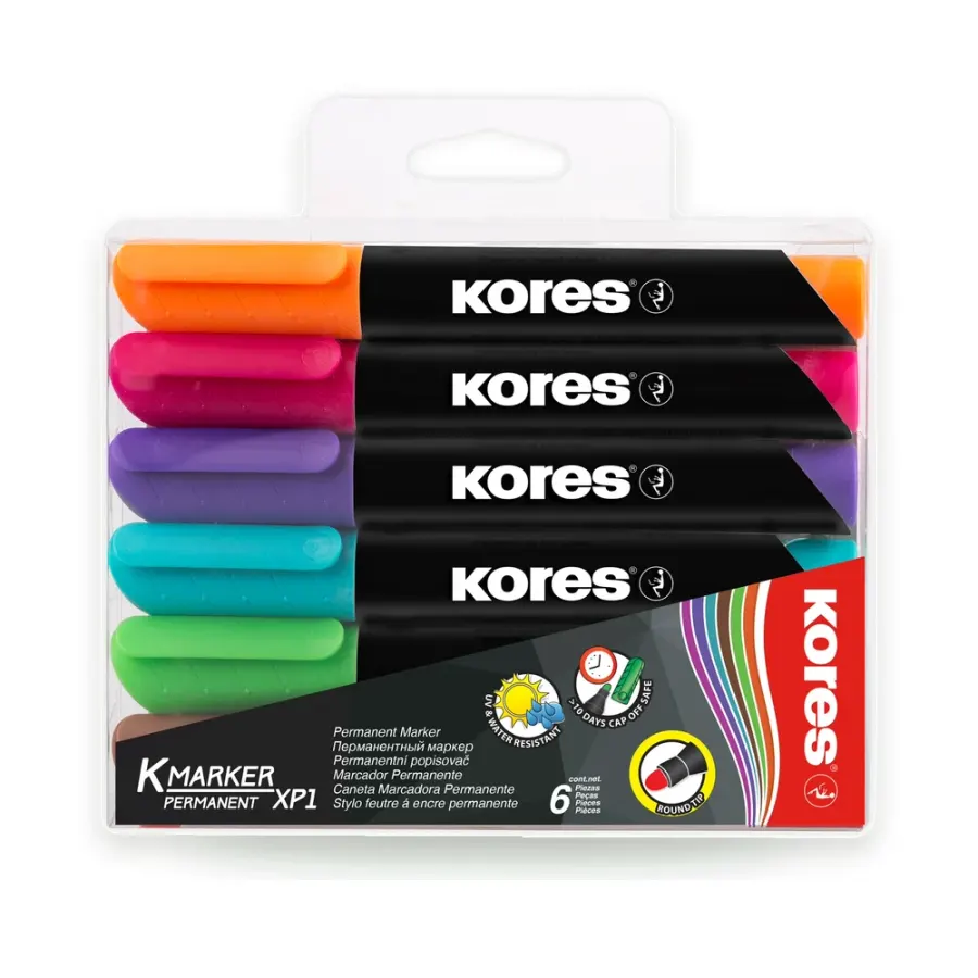 Popisovač K-M Plus permanentní mix 6 ks