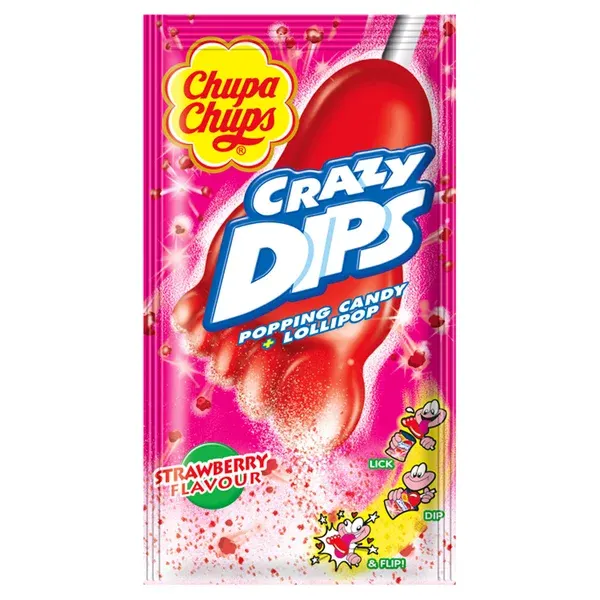 Chupa Chups Crazy Dips Strawberry/ jahoha lízátko 14 g